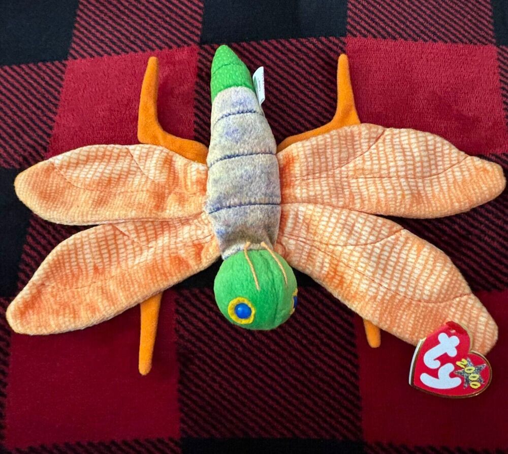 2000 Ty Glow the Firefly 6th Gen Hang Tag 4283 Beanie Baby 6.5" Bug Insect Plush